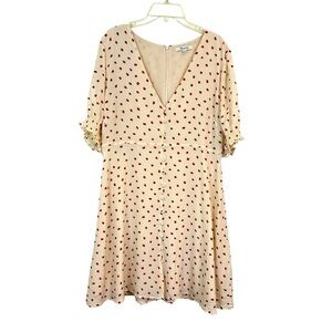 Madewell 100% Silk Strawberry Print Puff Sleeve Dress 10